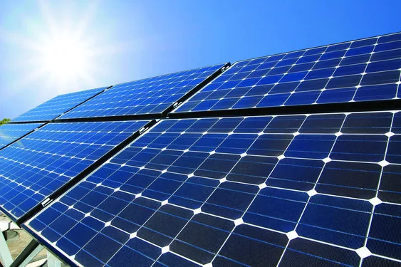 Solar panels in bright sunlight